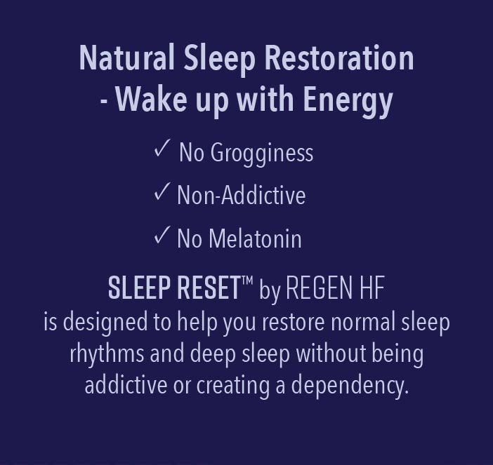 Regen HF Sleep Reset bottle label close-up highlighting the all-natural formula.