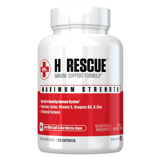 Re+Gen Nutrition H Rescue immune bottle on kitchen counter for daily wellness.