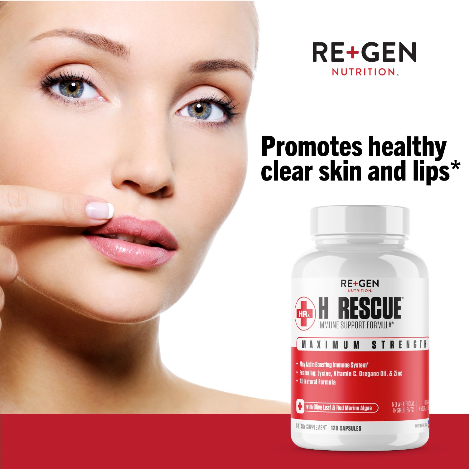H Rescue ingredients panel featuring zinc, vitamin C, and oregano oil.