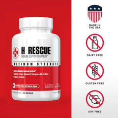 H Rescue packaging front showcasing USA-made GMP quality.