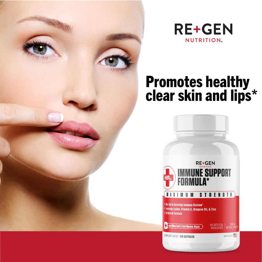 Re+Gen Nutrition oregano oil bottle with labeled oil benefits.