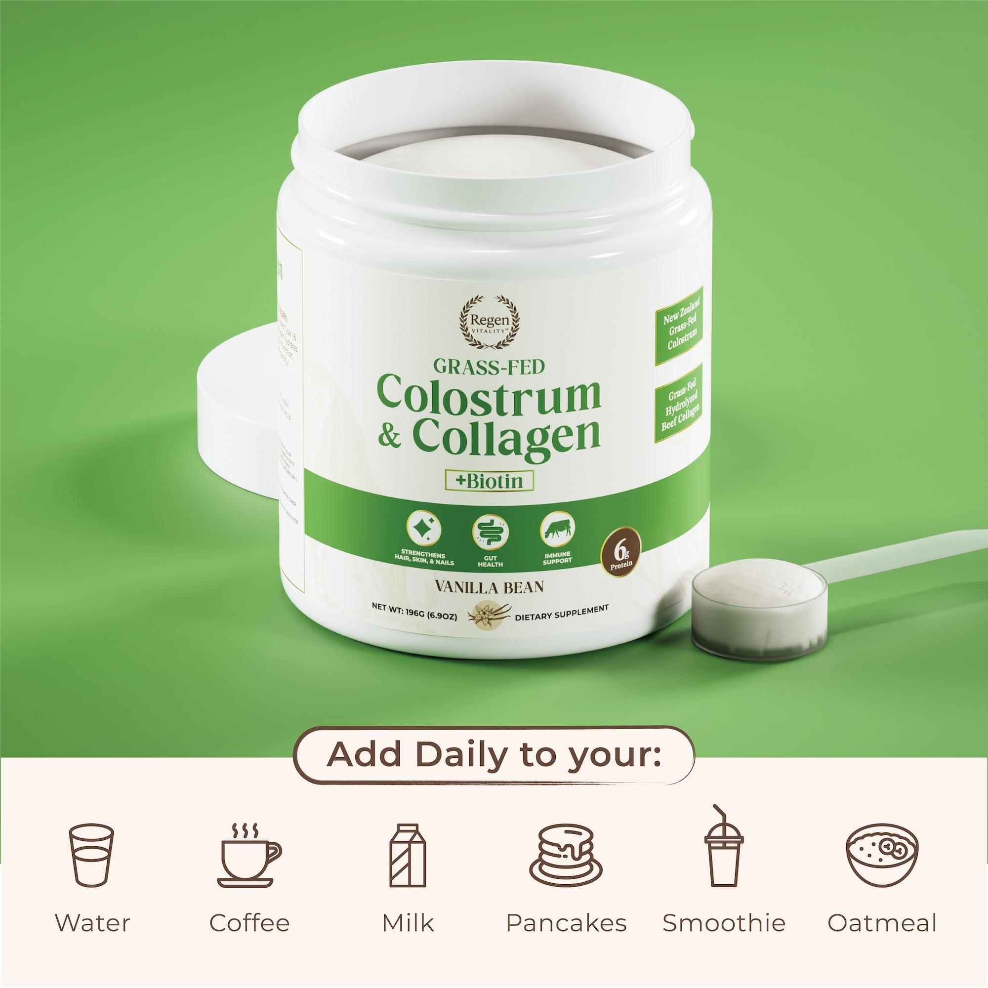 Regen Vitality smoothie idea featuring vanilla bean collagen blend.