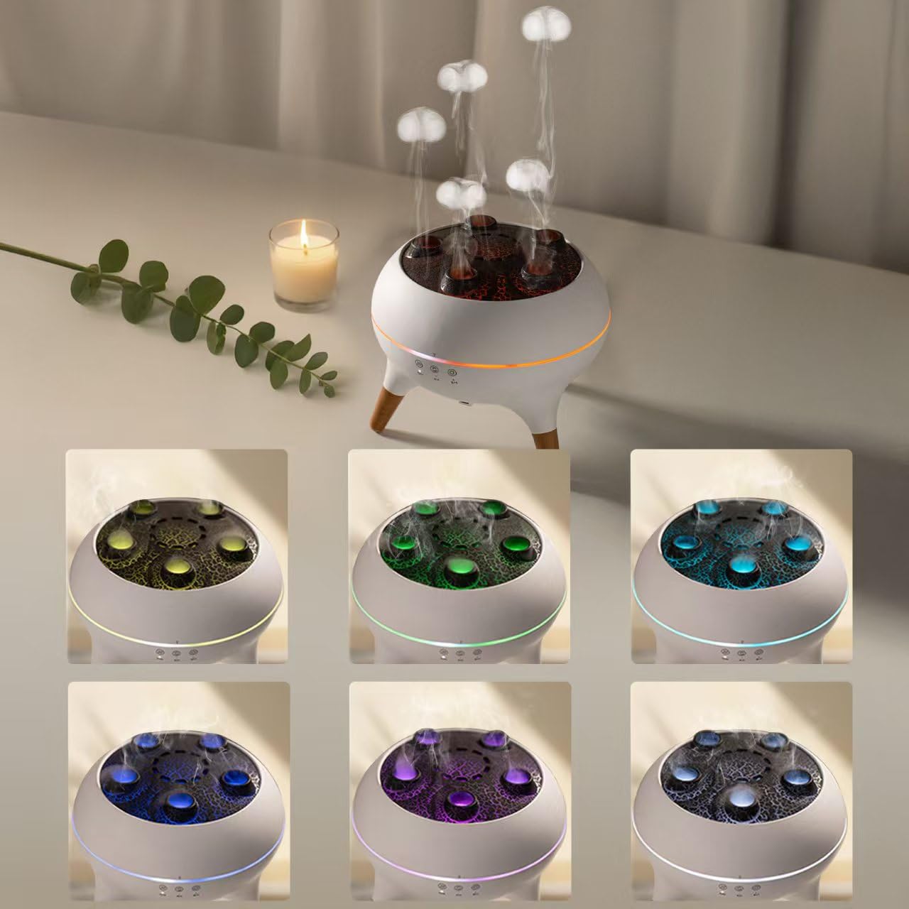 REGINEXT Mushroom Cloud Humidifier water tank detail for long runtimes.