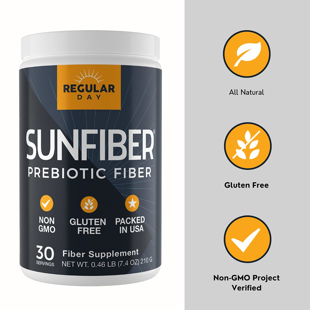REGULAR DAY Sunfiber dissolves clear in water, a tasteless fiber that fits any drink.