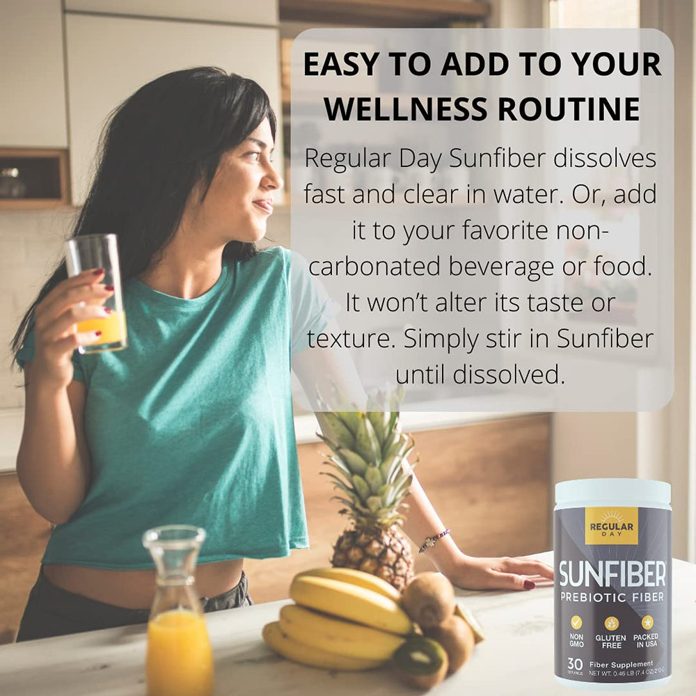 REGULAR DAY Sunfiber package front highlights the simple, single-ingredient formula.