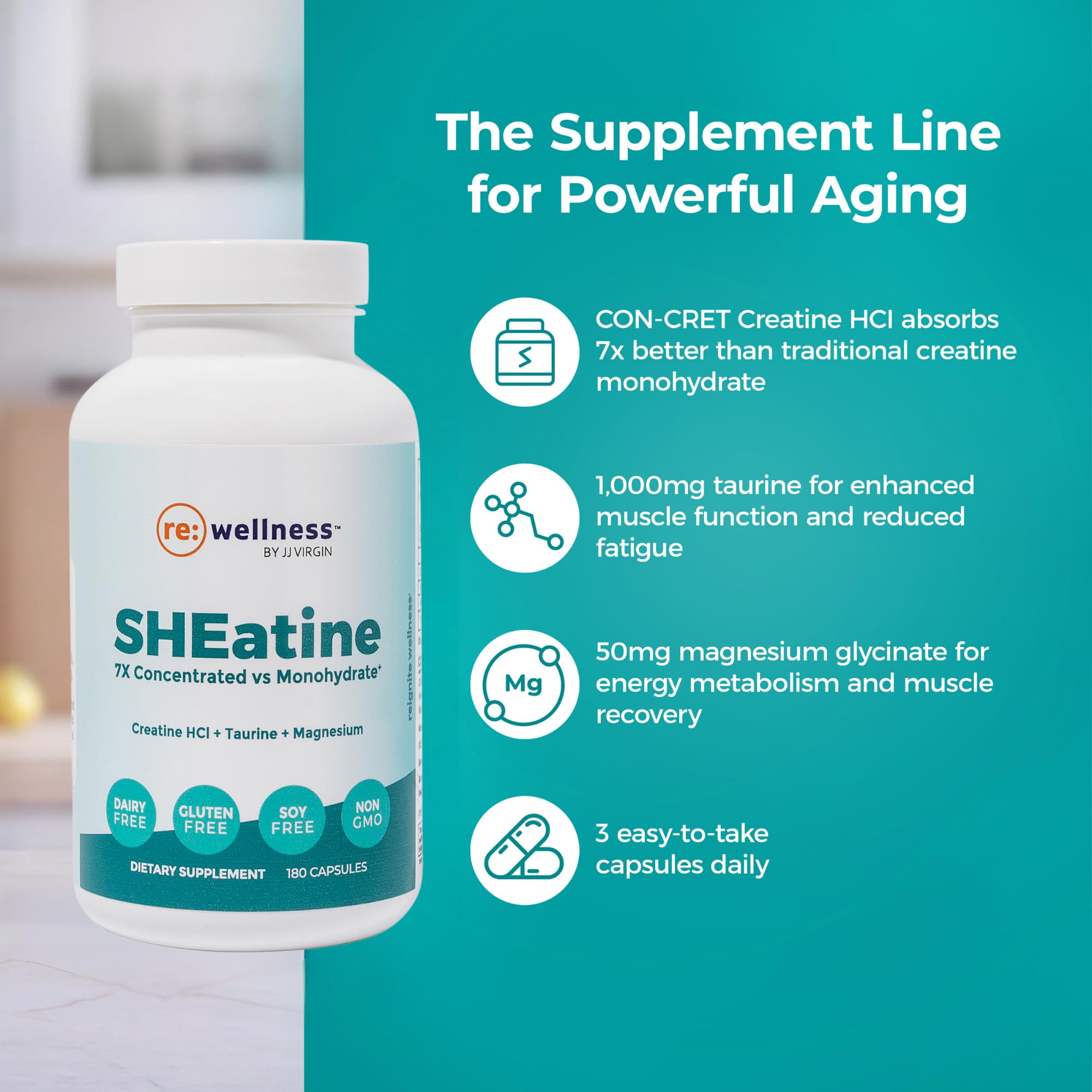 Reignite SHEatine capsules pouring into hand for easy intake.