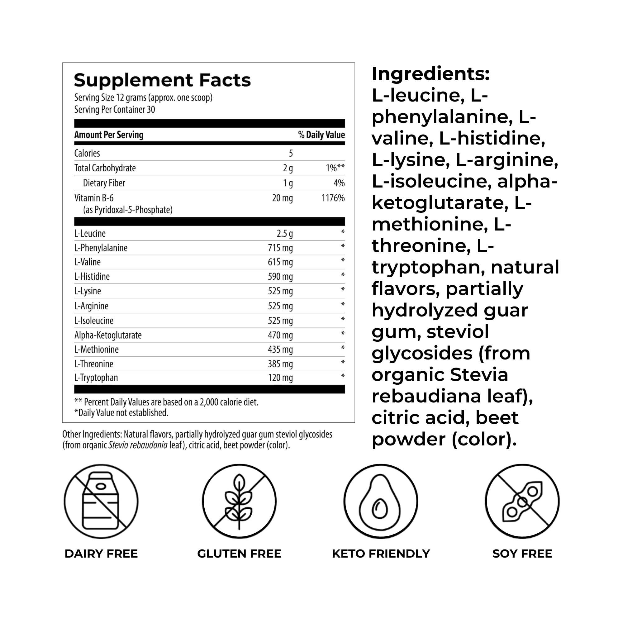 Amino Power Powder scoop measures a precise dose for easy mixing.