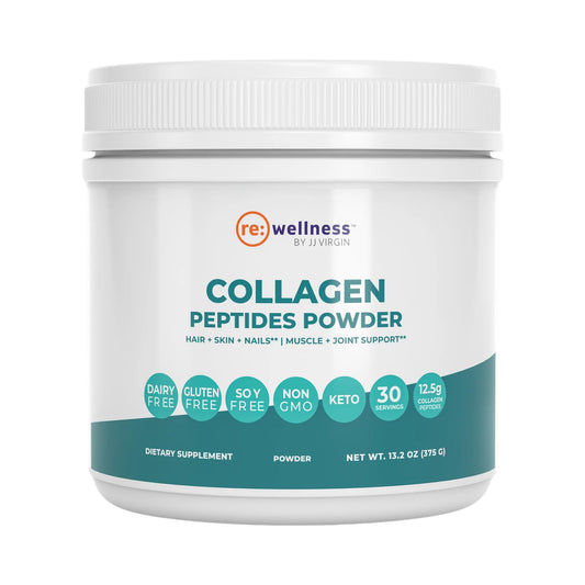 Reignite Wellness collagen peptides bottle displayed for daily beauty routine benefits