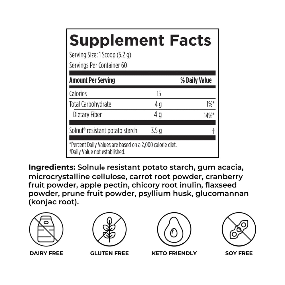 Reignite Wellness Extra Fiber scoop dispense illustrates easy fiber addition.