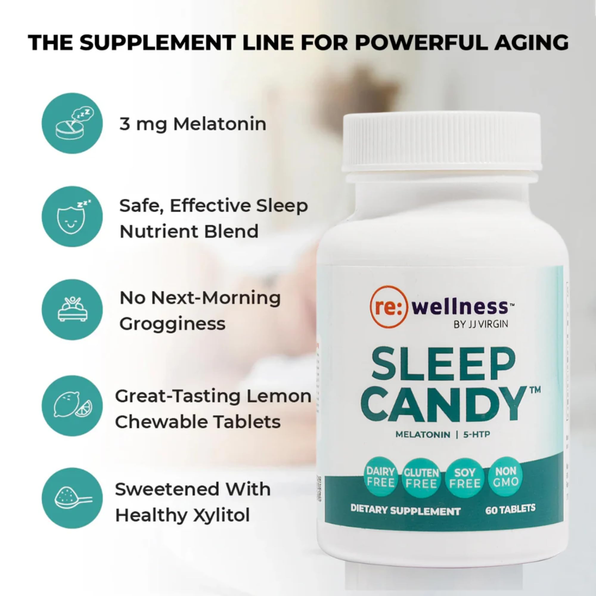 Open bottle showing convenient chewable format for bedtime
