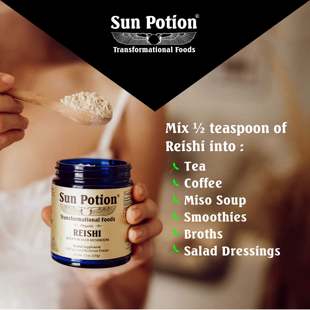 Reishi powder steeping in hot water for a comforting tea.