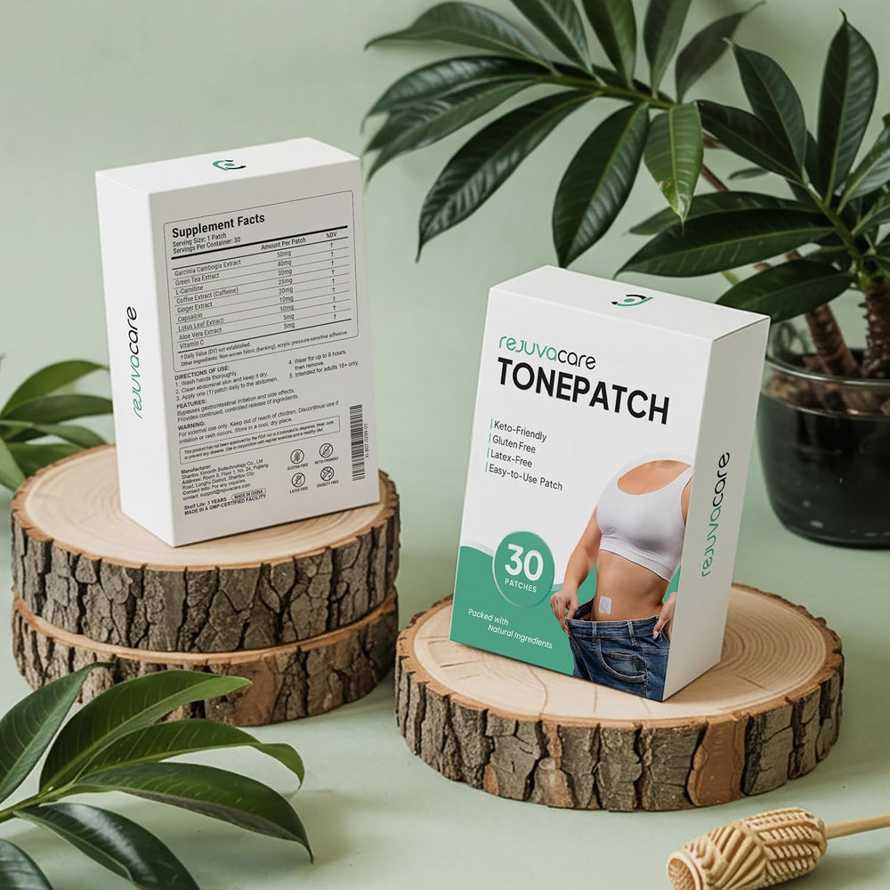 Applying Rejuvacare TonePatch to the abdomen for overnight wear.