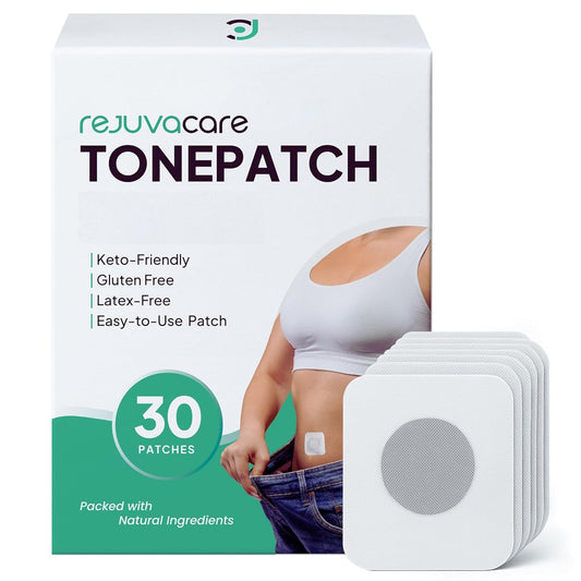 Rejuvacare TonePatch packaging for easy daily use and quick application.