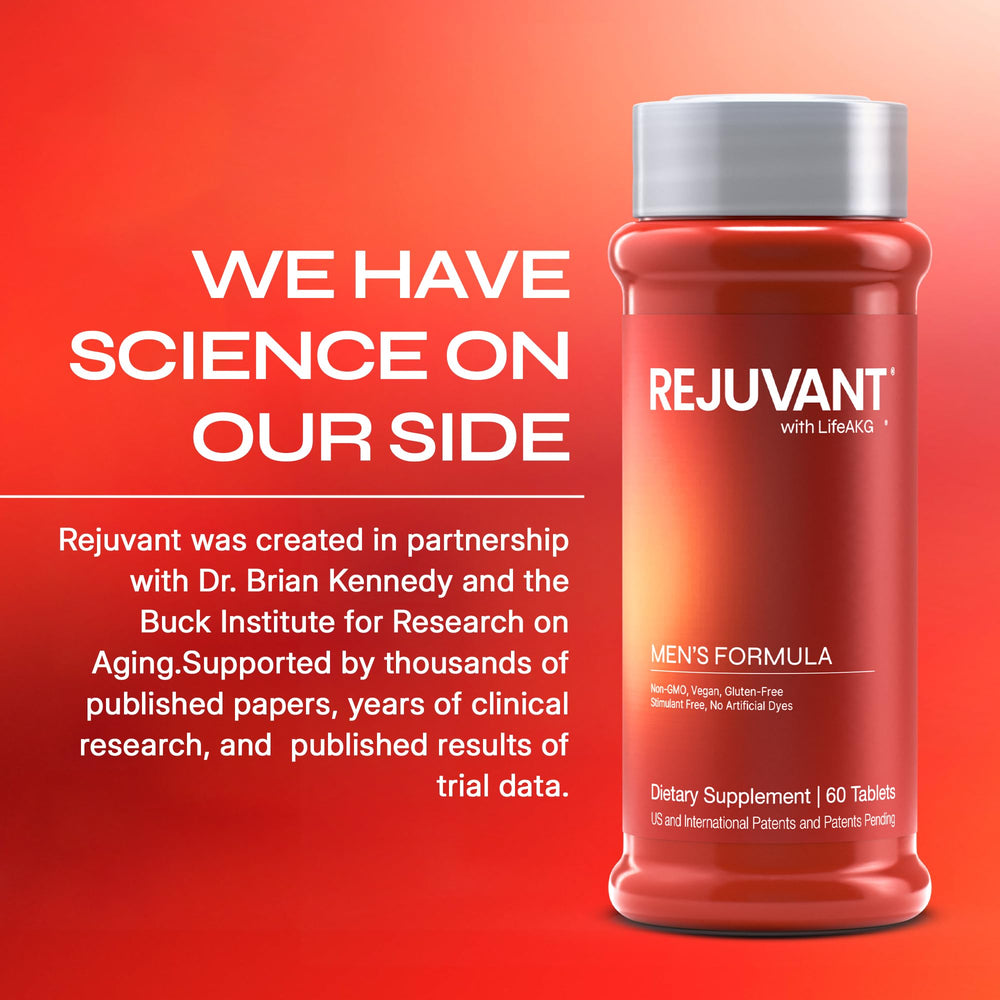 Rejuvant AKG Longevity bottle cap-open view for easy daily dosing.
