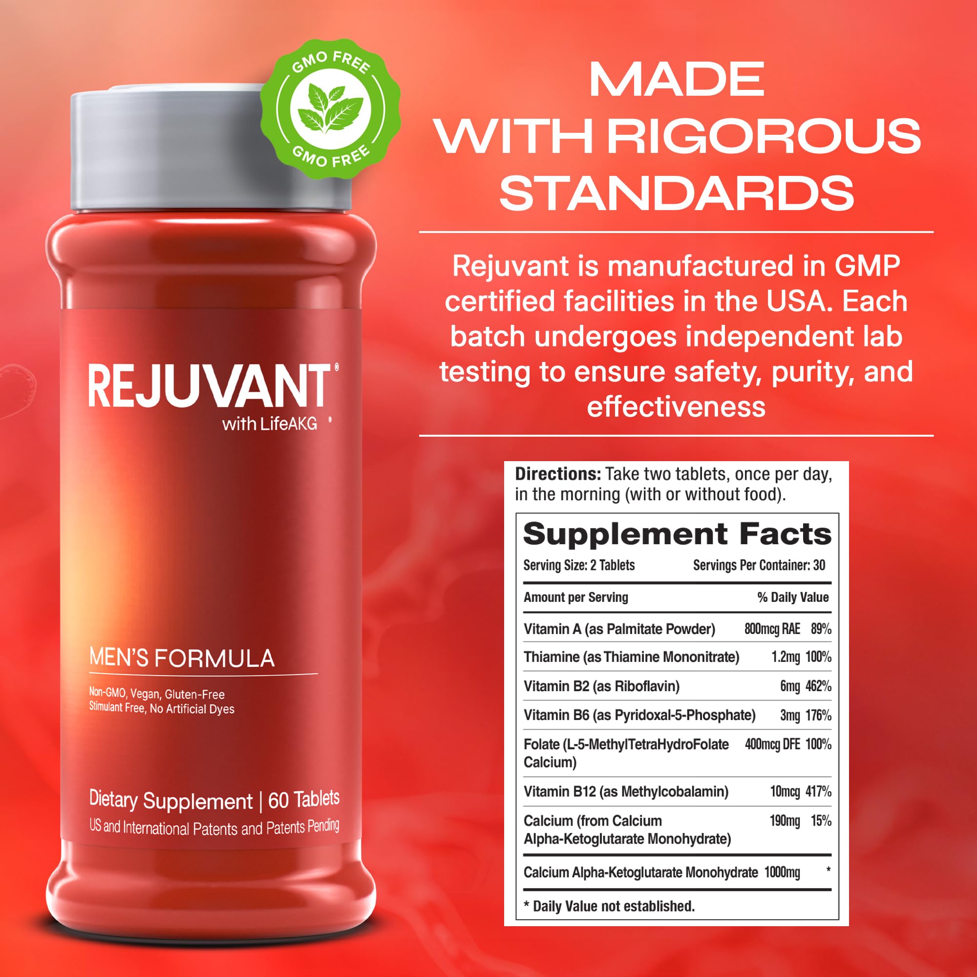 Rejuvant AKG Longevity GMP-seal signals quality and safety.