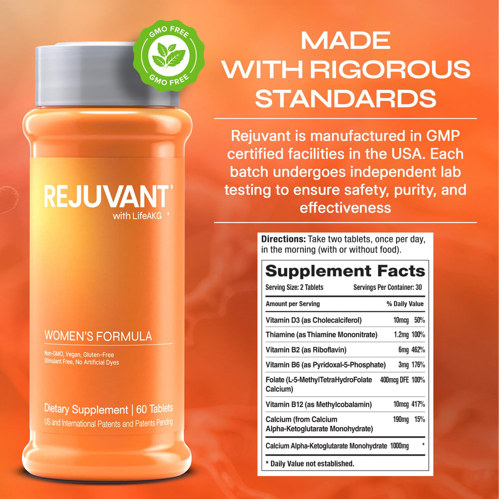 Rejuvant Women's AKG Longevity image emphasizing collagen support.