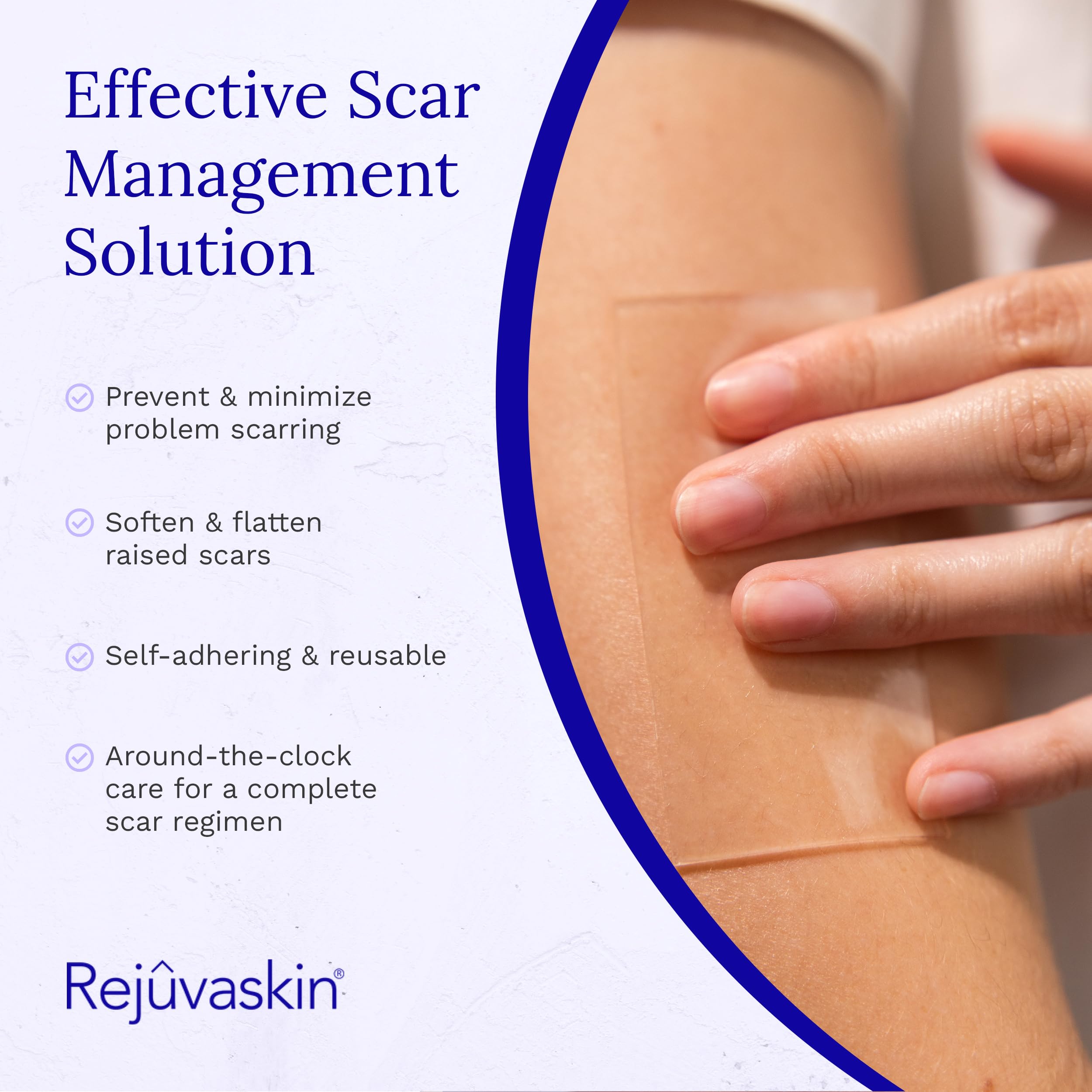 Rejuvaskin medical tape shown securing the silicone sheet in place.