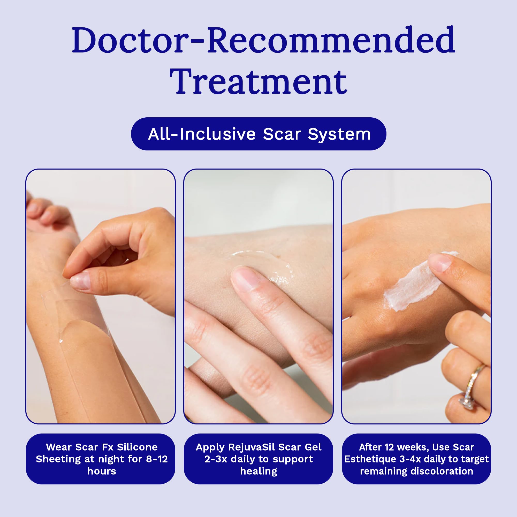 Before-and-after style image suggesting smoother scar appearance with RejuvaSil.