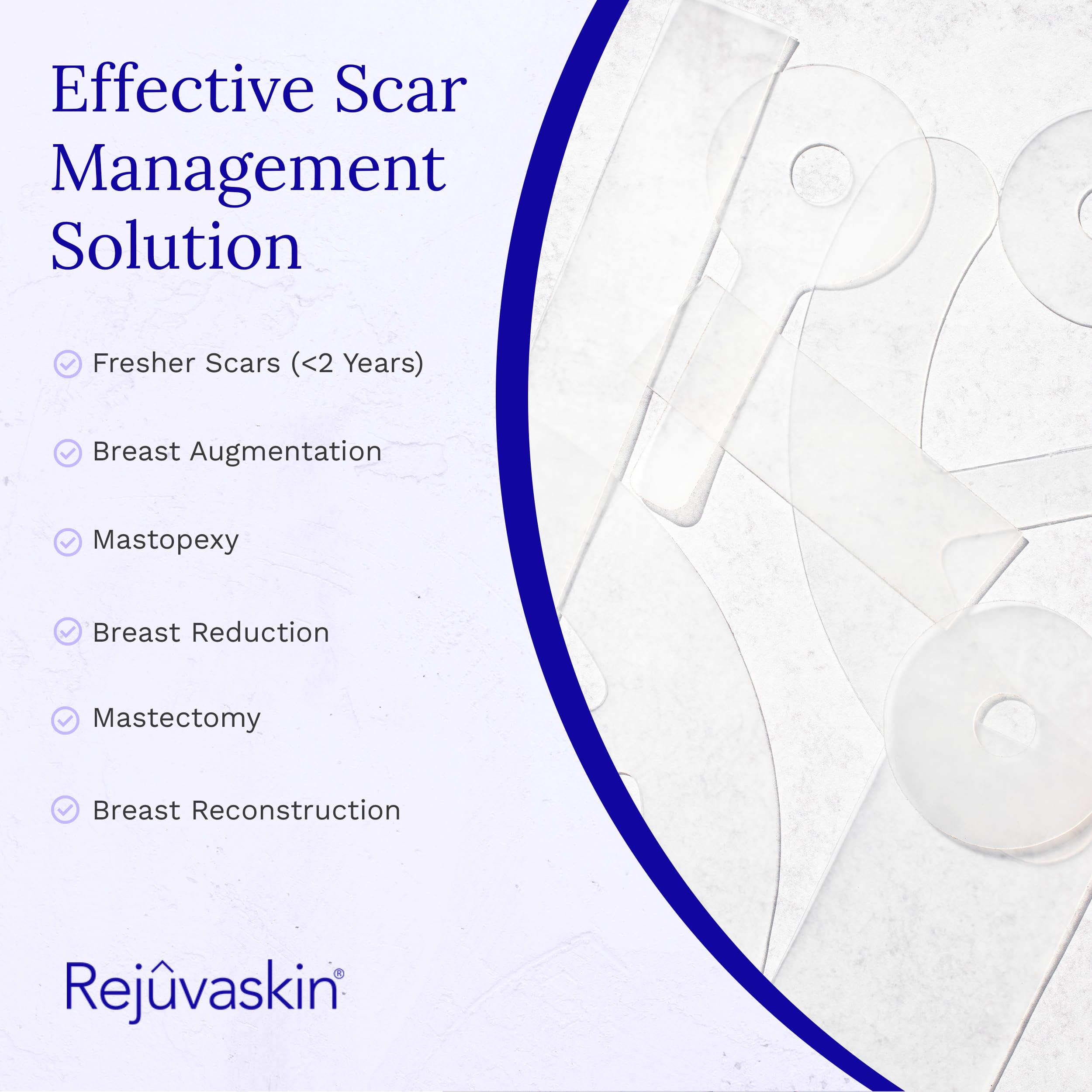 Rejuvaskin Scar Fx circular design over scar for breast procedure areas