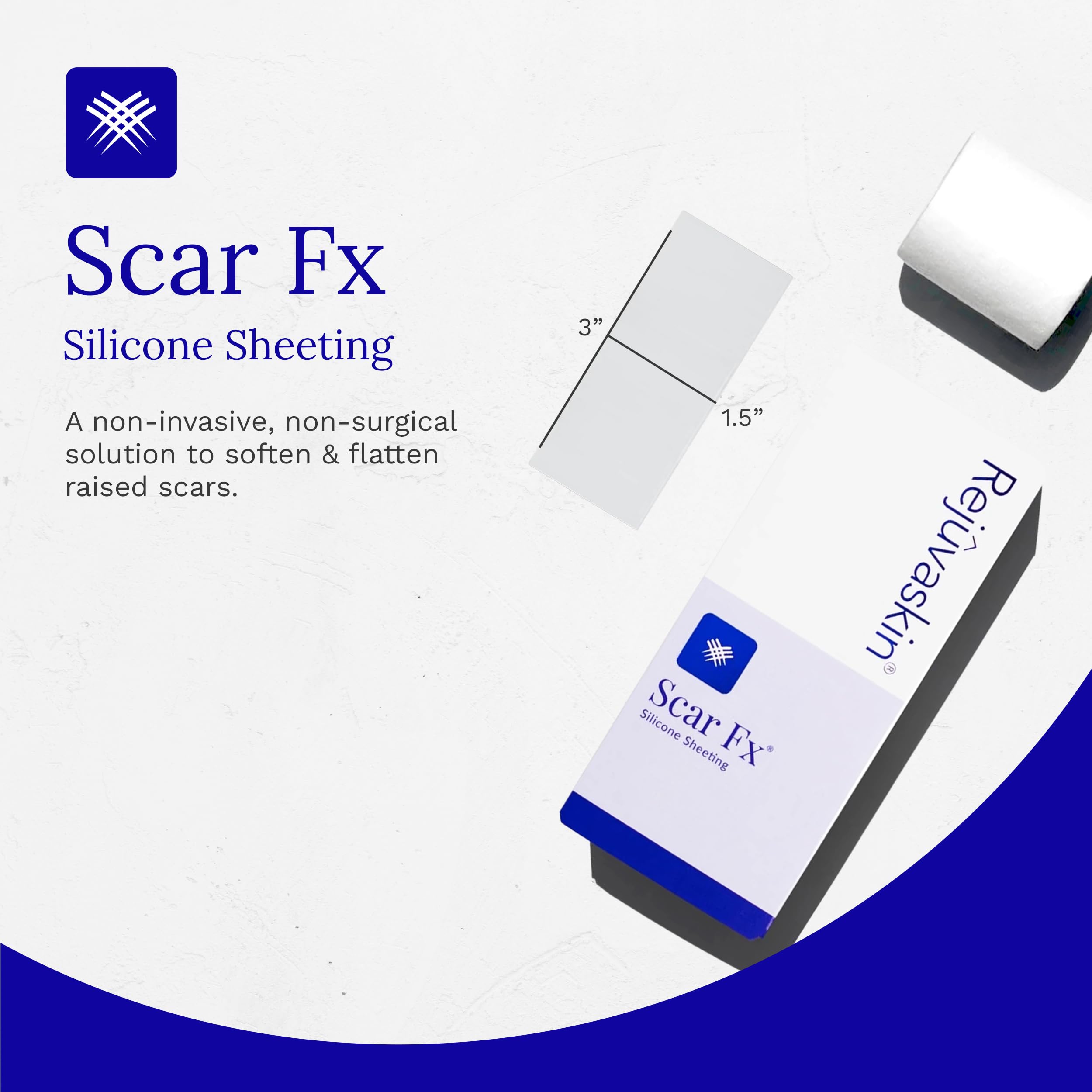 Sheet cut to fit applied over scar for a tailored look