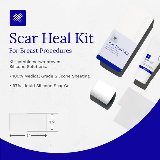 Rejuvaskin Scar Heal Kit RejuvaSil gel applied on a scar for hydration.