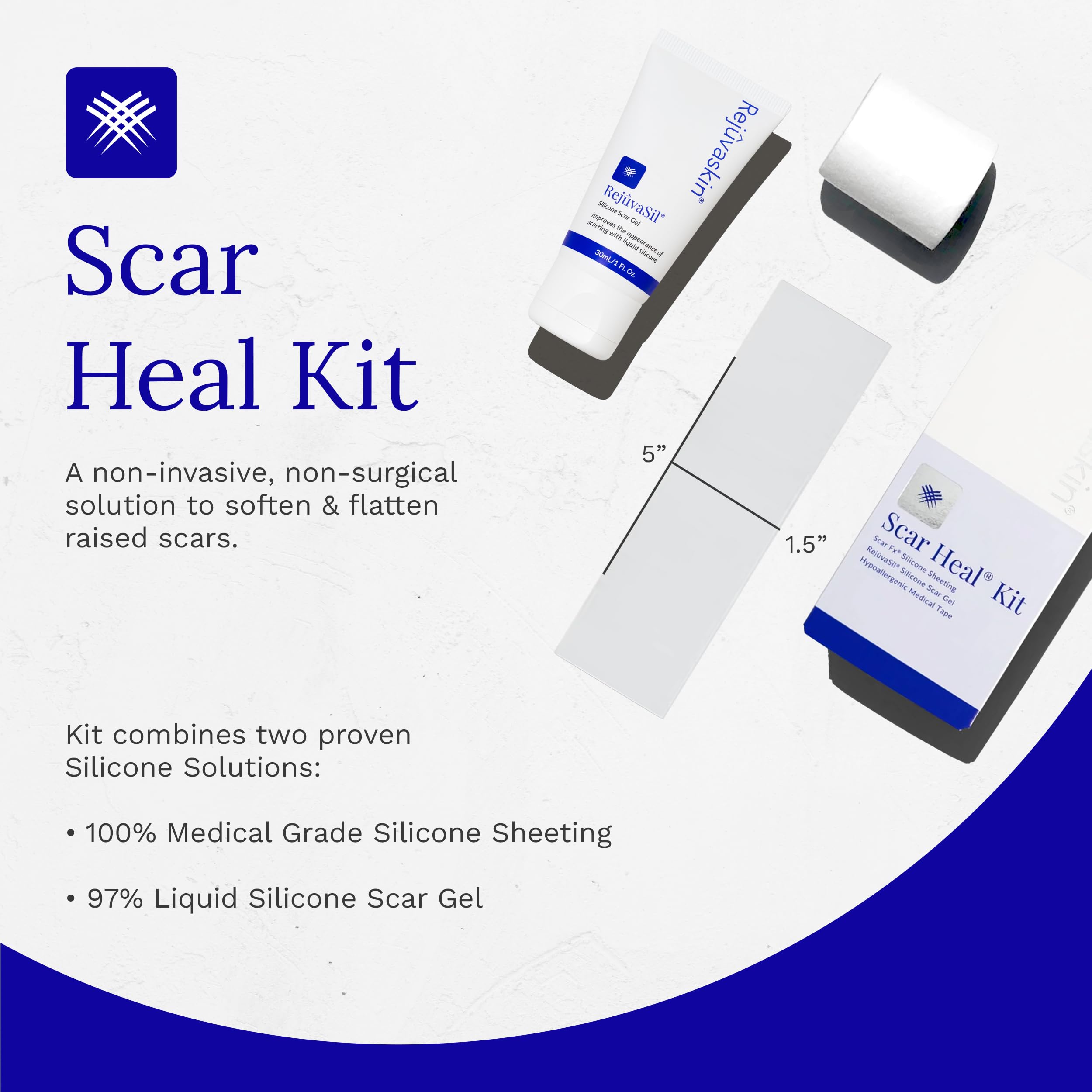 Rejuvaskin RejuvaSil Gel tube ready for precise scar area care.