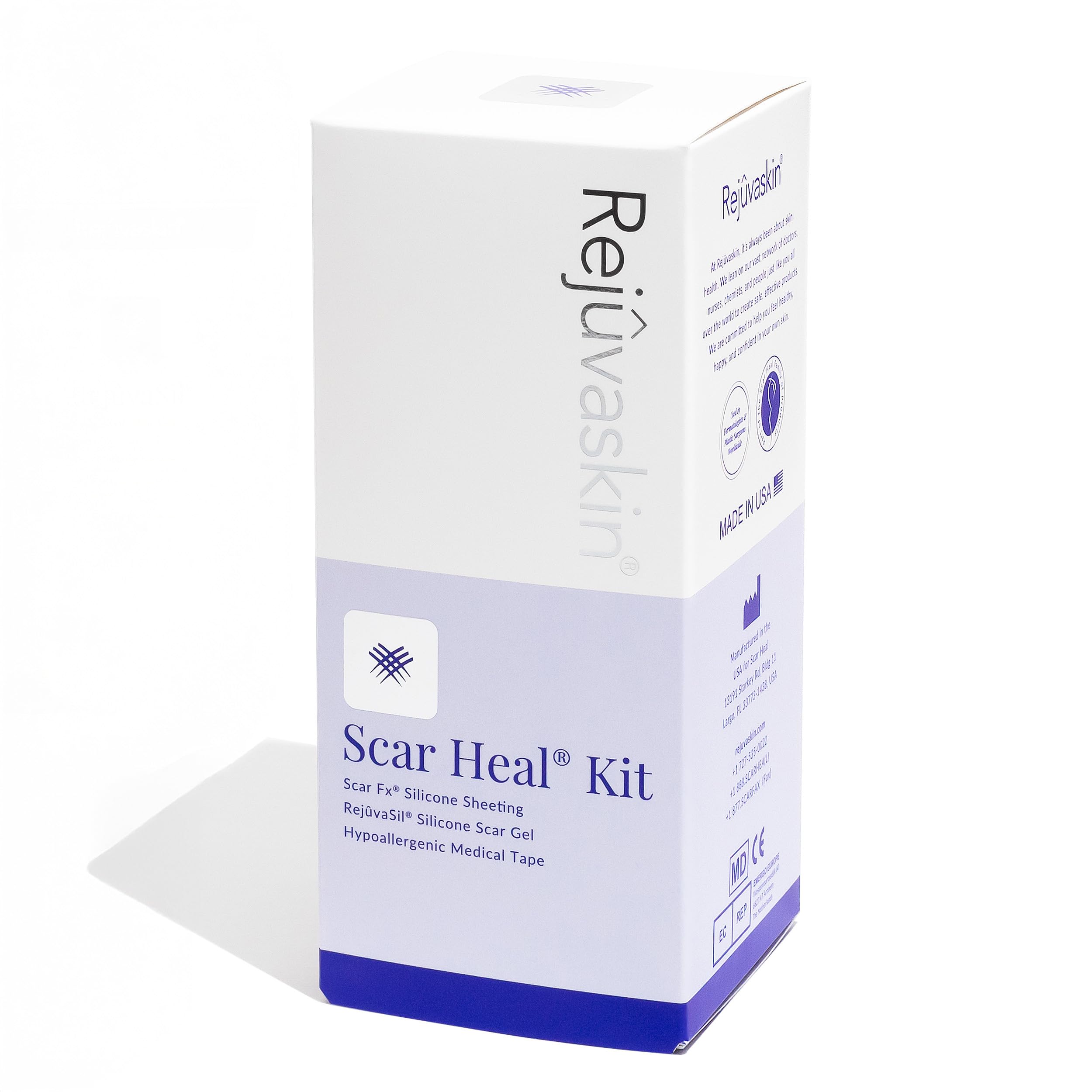 Rejuvaskin Scar Heal Kit silicone sheet covers a long scar for overnight hydration.