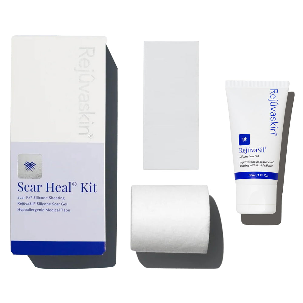 The Rejuvaskin silicone sheet close-up hydrates and compresses small scars for smoother skin.