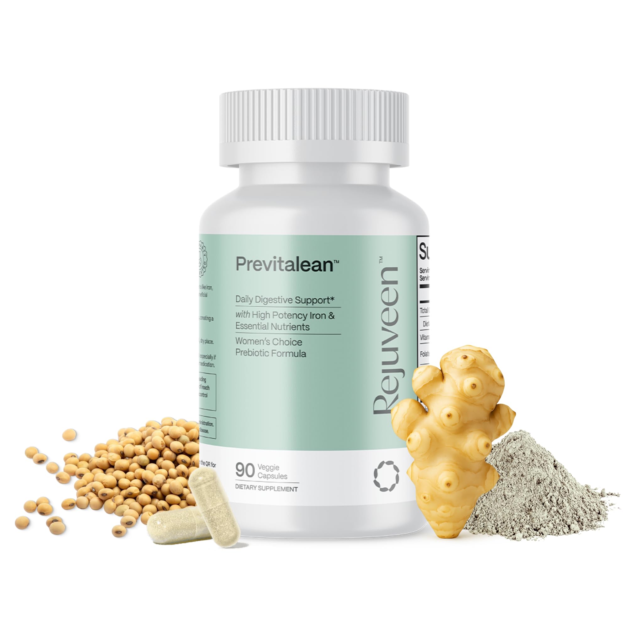 Rejuveen Previtalean bottle pour shows daily dosage for gut health support.