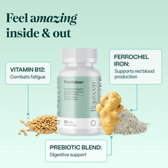 Rejuveen Previtalean iron bottle emphasizes Ferrochel iron for absorption.