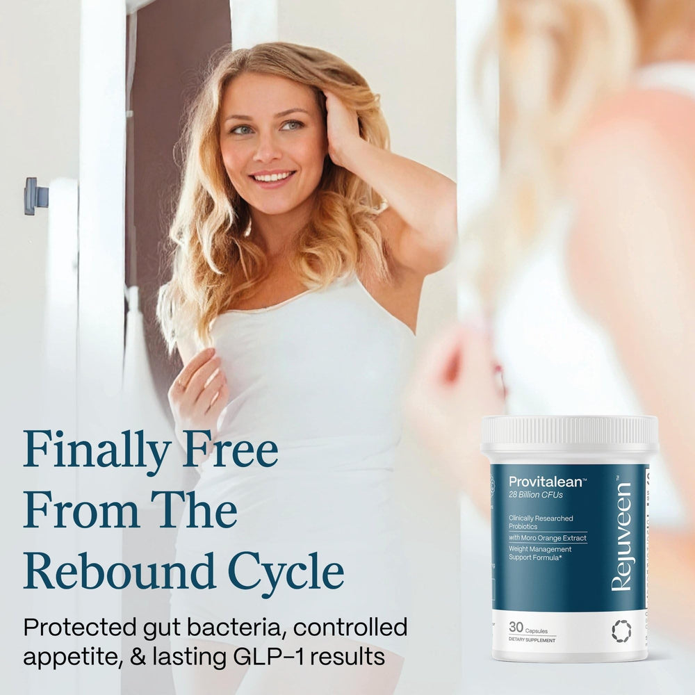 Rejuveen Provitalean probiotic capsules for everyday gut wellness.