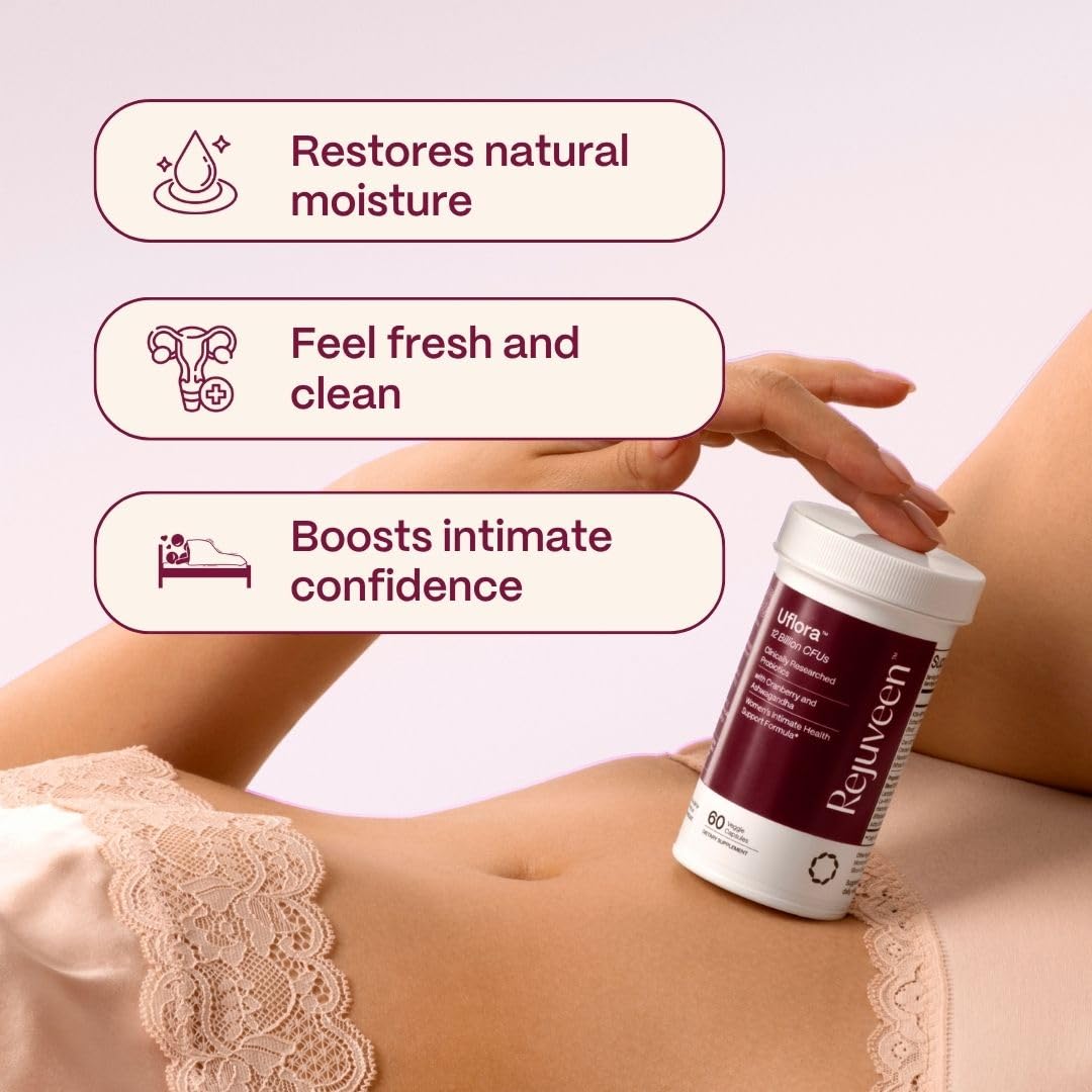 Rejuveen Uflora Vaginal Probiotics 3-pack packaging displayed for convenient care.