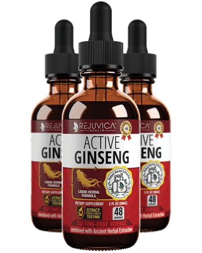 Rejuvica Active Ginseng bottle pour showing natural energy support