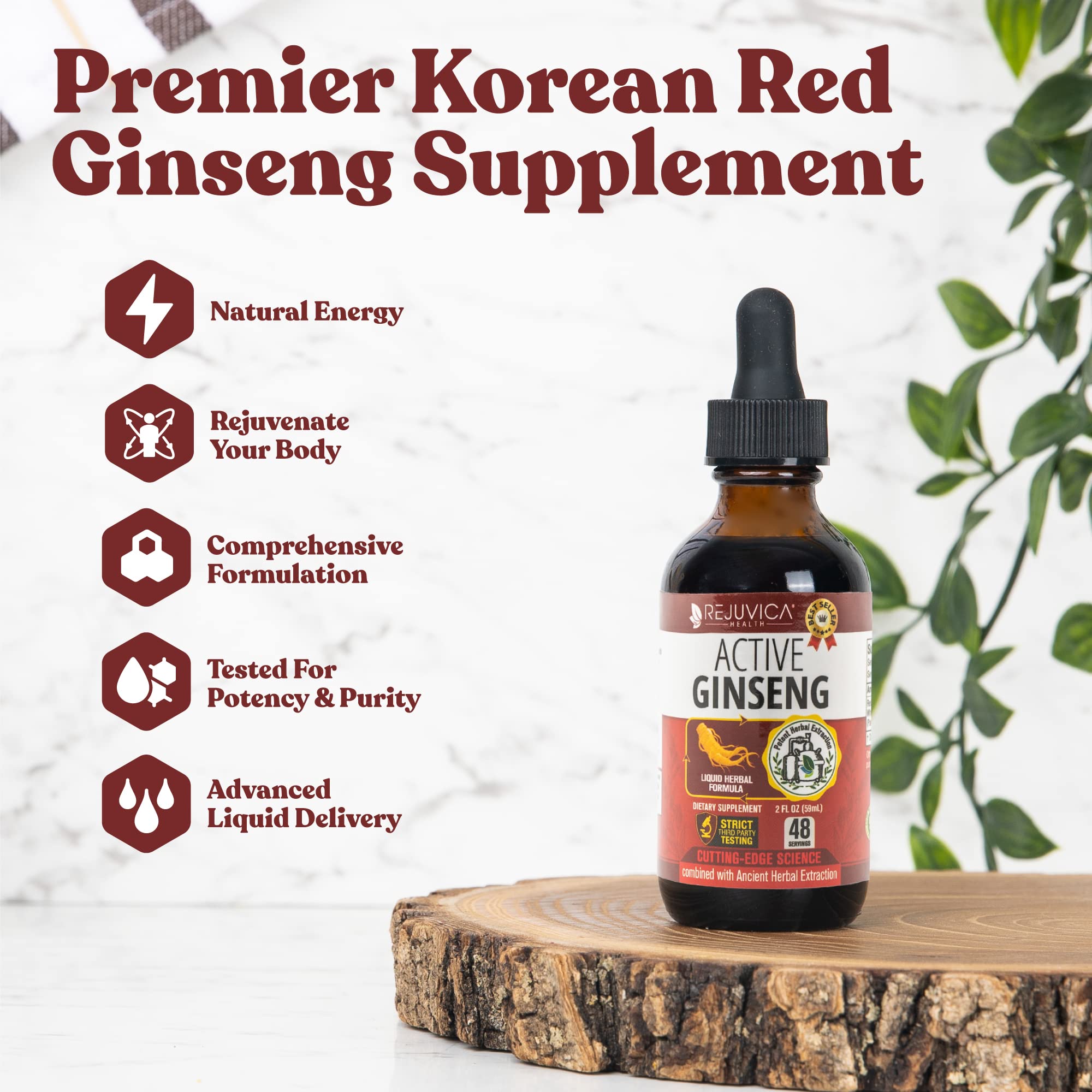 Rejuvica Active Ginseng liquid dropper ready for quick vitality