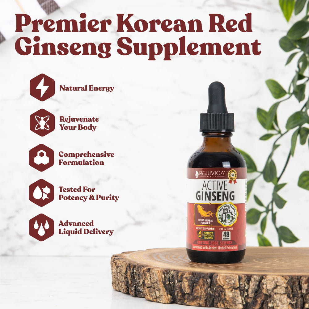 Rejuvica Active Ginseng liquid dropper ready for quick vitality