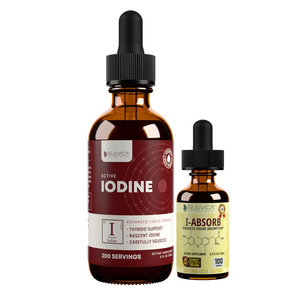 Rejuvica Active Iodine Drops shown for quick, alcohol-free oral delivery