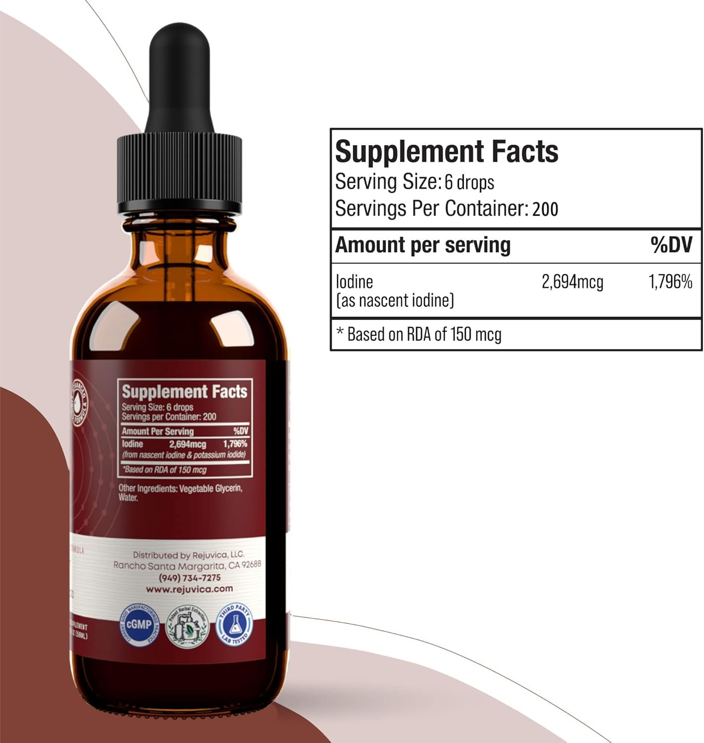 Visual emphasizing energy support from Rejuvica Active Iodine Nascent Drops