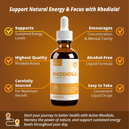 Rejuvica Active Rhodiola liquid drops show fast absorption for daily balance