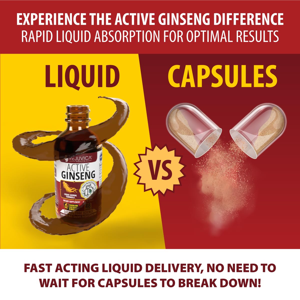User using the dosage dropper for Rejuvica Health Active Ginseng