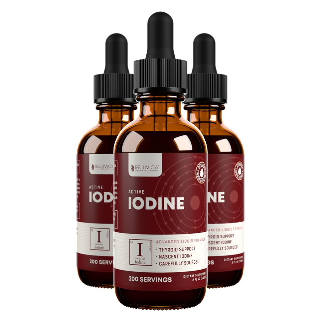 Rejuvica Health Active Iodine drops bottle for easy liquid delivery and quick absorption.