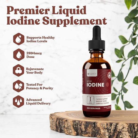 Rejuvica Health Active Iodine drops dropper illustrates precise dosing on the tongue.