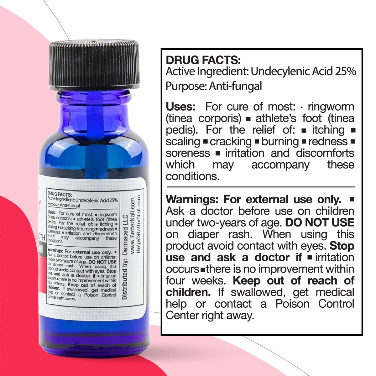 Rejuvica Health Better Nail 25-percent Undecylenic Acid label signals potency.
