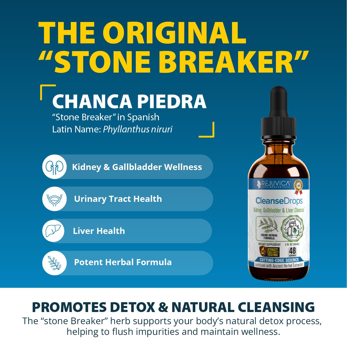 Chanca Piedra ingredient focus highlighting Amazonian rainforest sourcing in Cleanse Drops