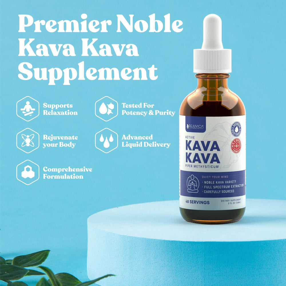 Rejuvica Health liquid extract dropper, convenient on-tongue use for calm moments