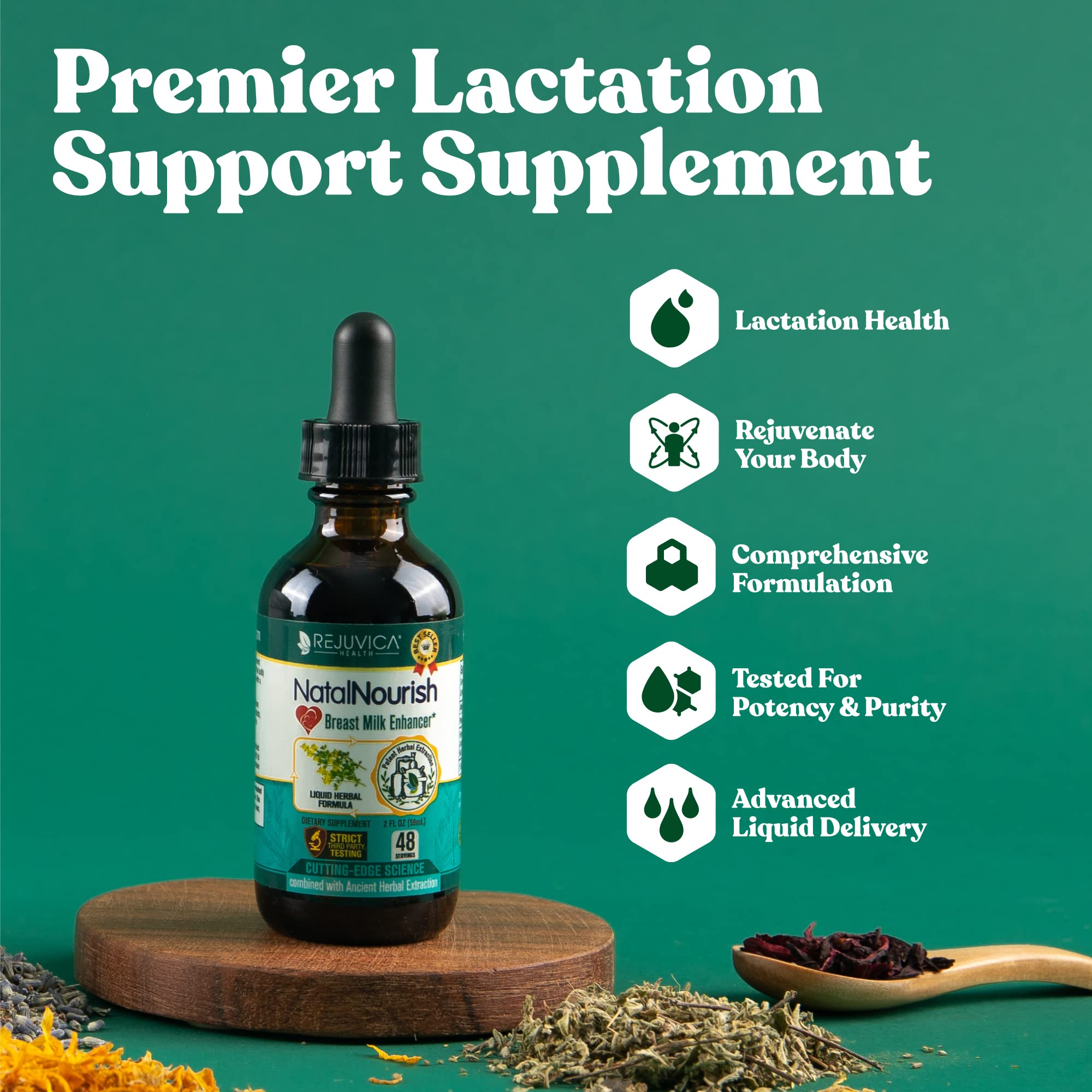 NatalNourish bottle pour demonstrates easy dosing for daily lactation support.