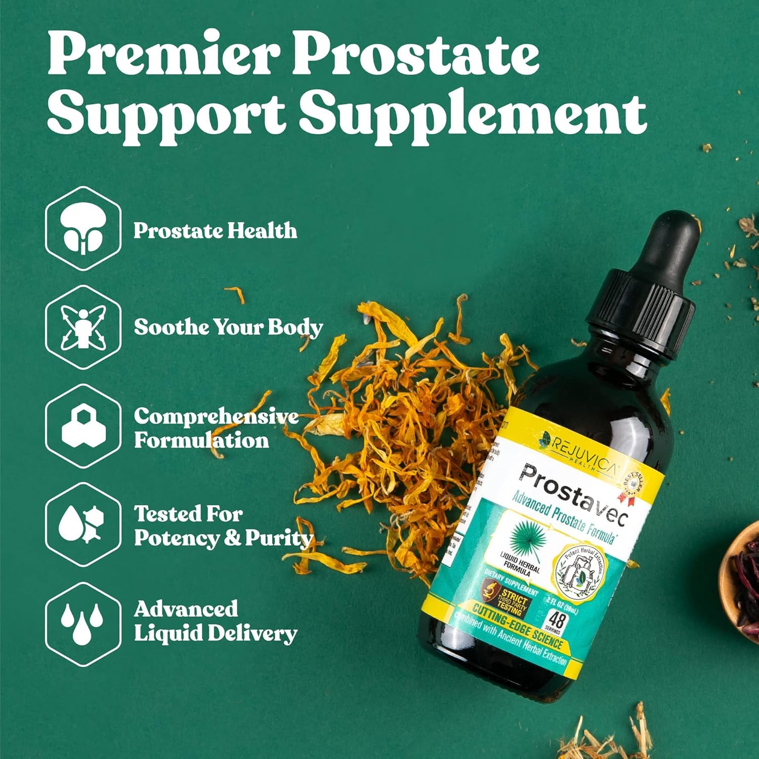 Prostavec liquid drops on tongue for quick absorption