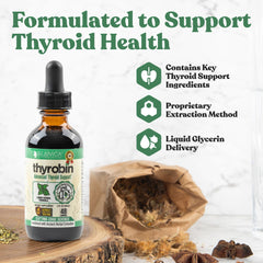 Thyrobin bottle pour demonstrates easy dropper use for daily support.
