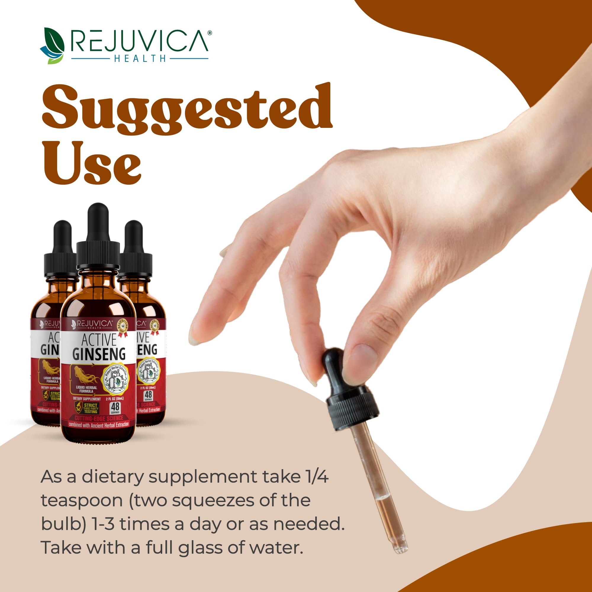 Close-up of Rejuvica Health Active Ginseng label highlighting Korean Panax Ginseng