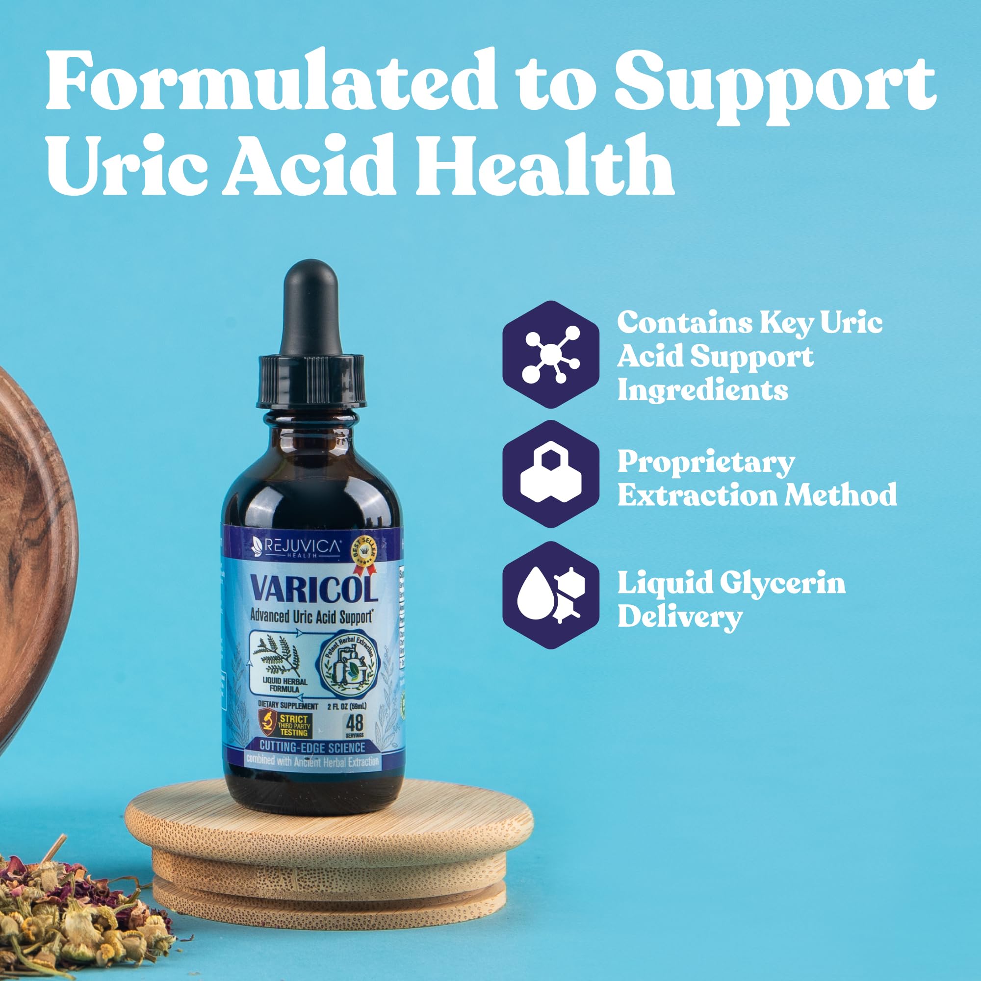 Varicol dropper dispensing liquid for easy daily use