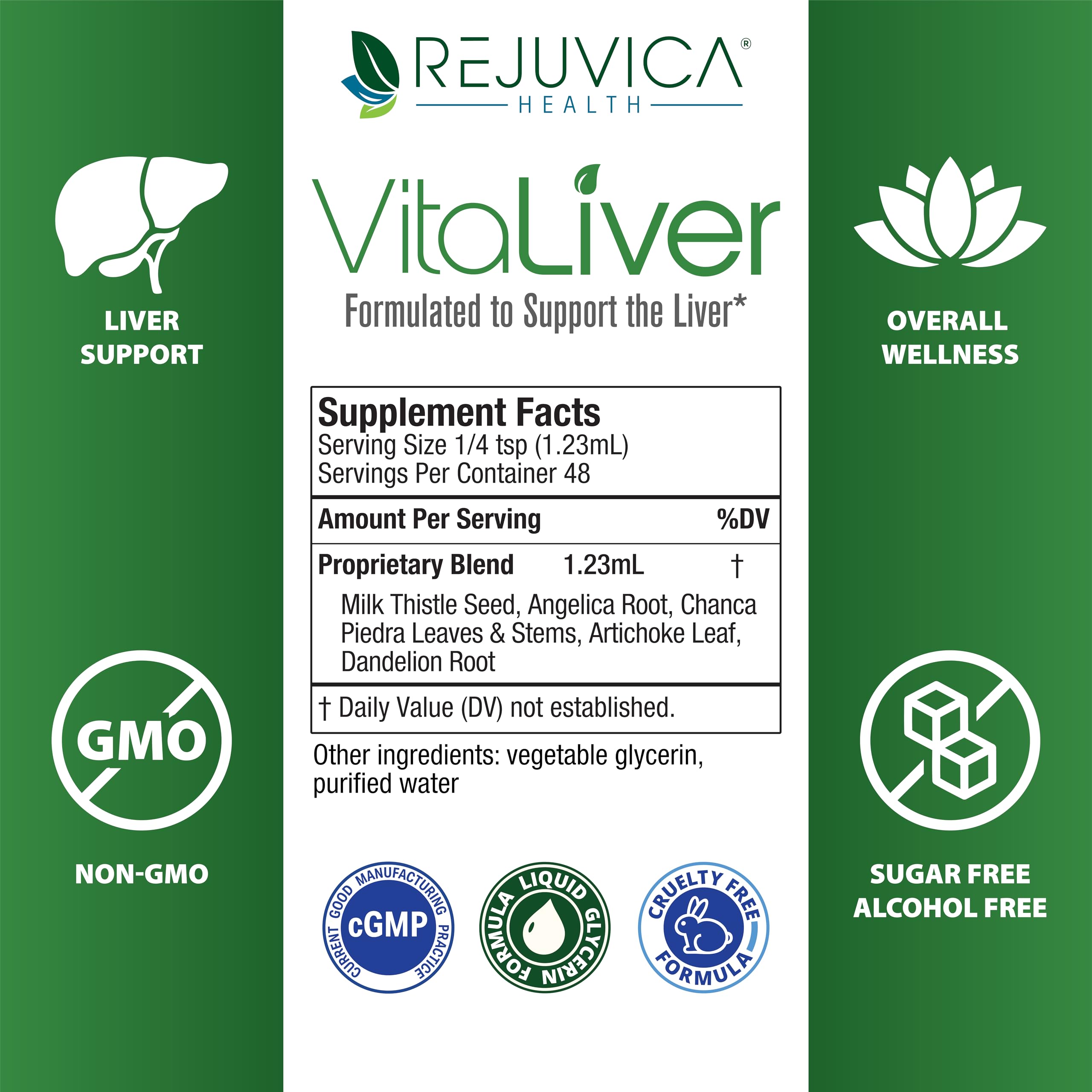 VitaLiver bottle with easy-to-use dropper and pleasant taste.